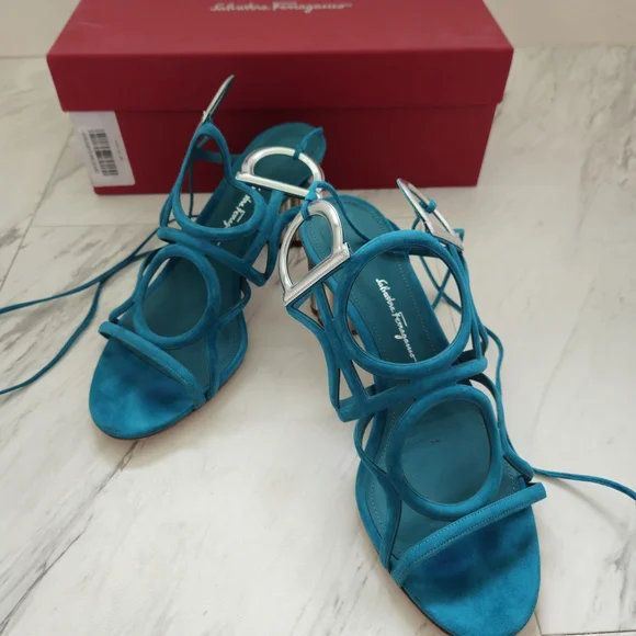 Salvatore Ferragamo Blue Strappy Sandals - Picture 9 of 9